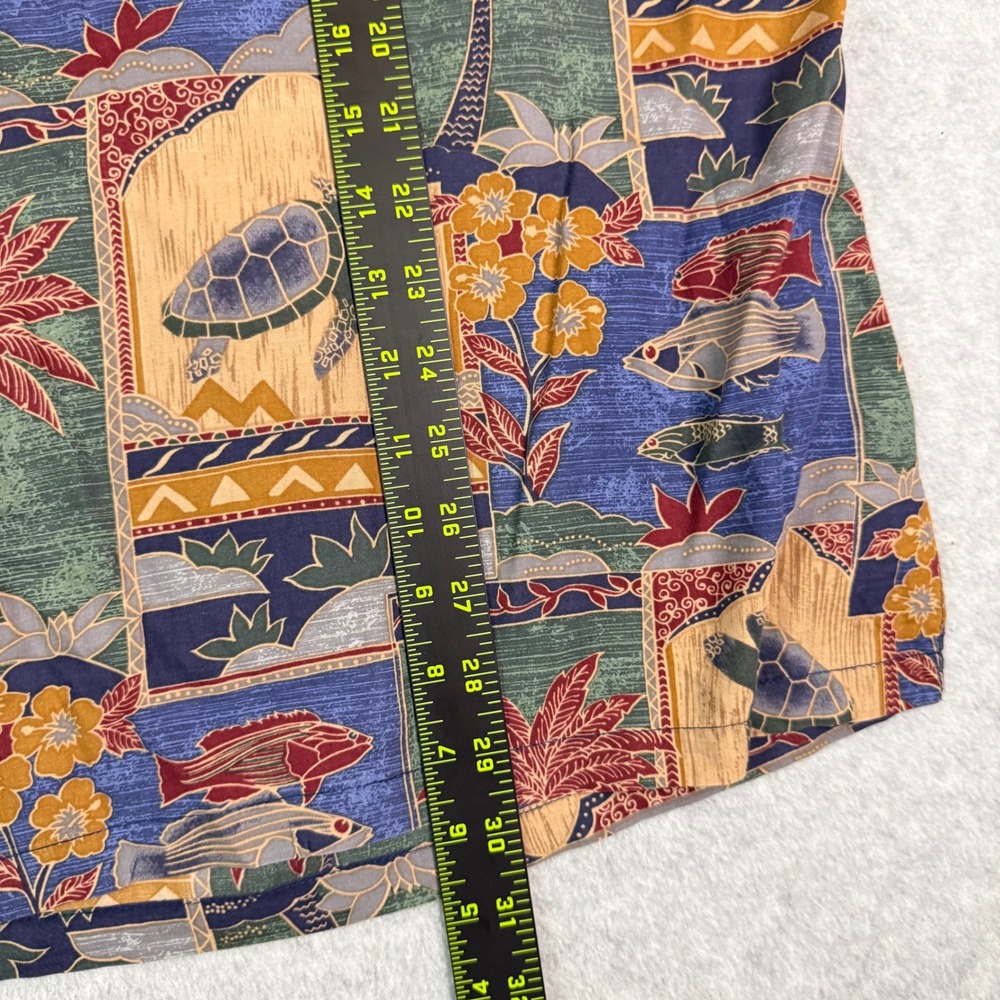 Tori Richard Mens 2XL Cotton Lawn Hawaiian Shirt Sea Turtle Fish Palm Tree Blue - Picture 6 of 12